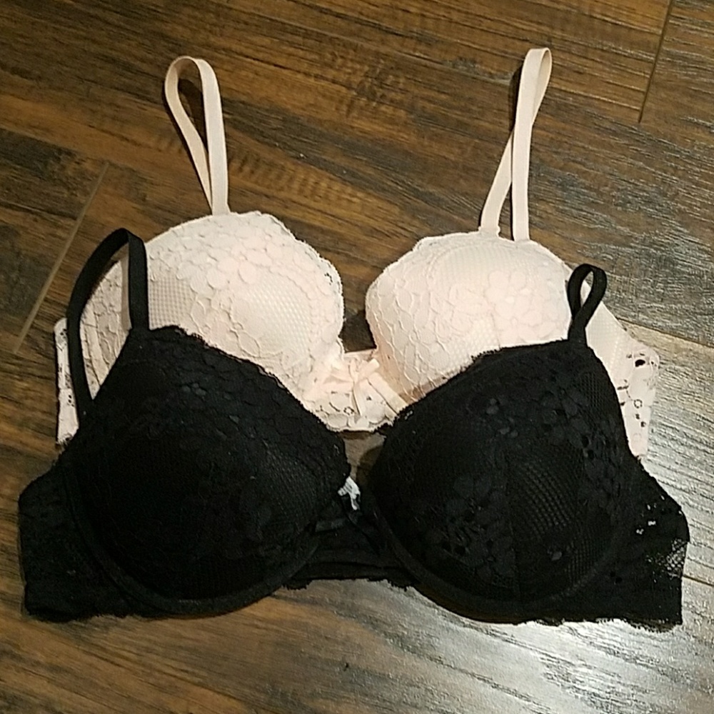 Laura Ashley Pink and Black Lace Push up Bra Lot